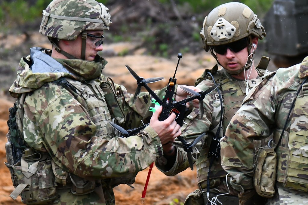 U.S. Army soldiers assigned to 173rd Airborne Brigade and Charlie Company, 3rd Battalion, 69th Armor Regiment (3–69 AR), 3rd Infantry Division conducted (FPV) drone training during Swift Response 2025 at Pabrade Training Area, Lithuania, May 18, 2025. The 173rd Airborne Brigade is testing purpose-built, retrievable FPV drones against autonomous moving targets to improve battlefield readiness and integration with armored units. The 173rd Airborne Brigade is the U.S. Army's Contingency Response Force in Europe, providing rapidly deployable forces to the United States European, African, and Central Command areas of responsibility. Forward deployed across Italy and Germany, the brigade routinely trains alongside NATO allies and partners to build partnerships and strengthen the alliance. (U.S. Army photos by Elena Baladelli)