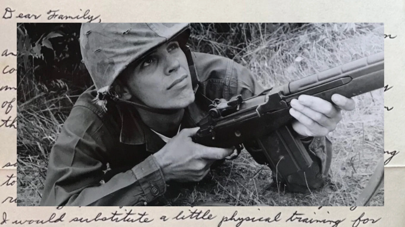 Marine writes letters home while in officer candidate school